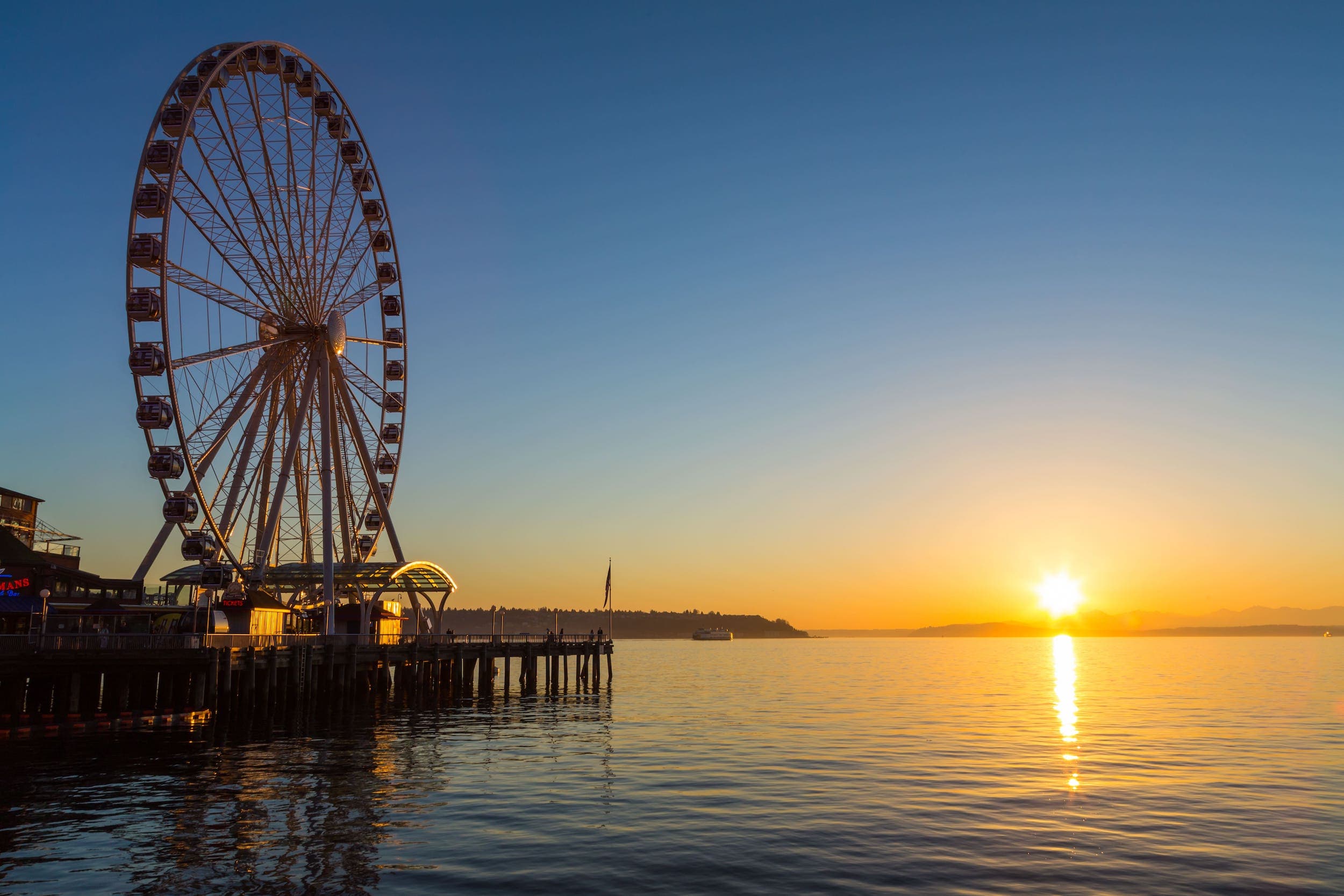 A large Ferris Wheel on the beach