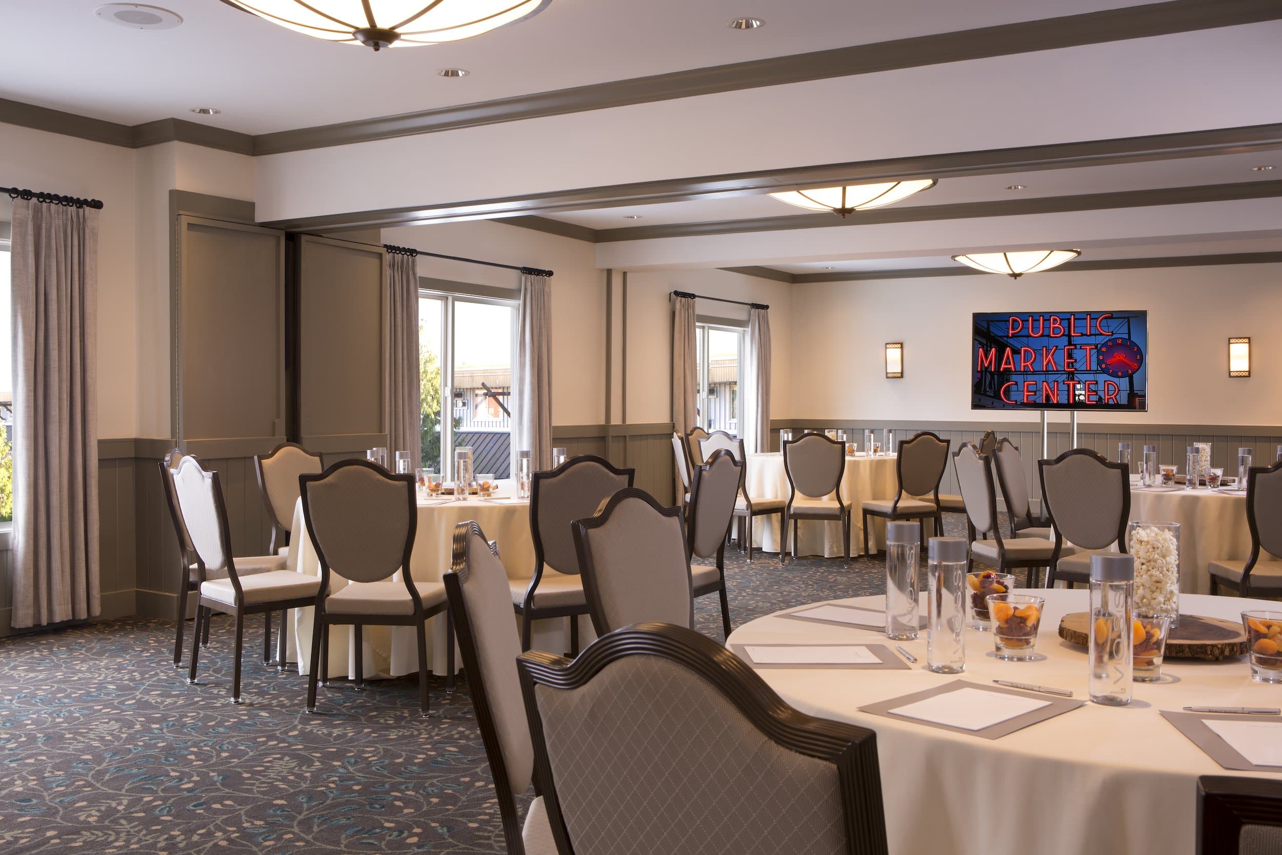 The Cascade Banquet Room set up for a function at Edgewater