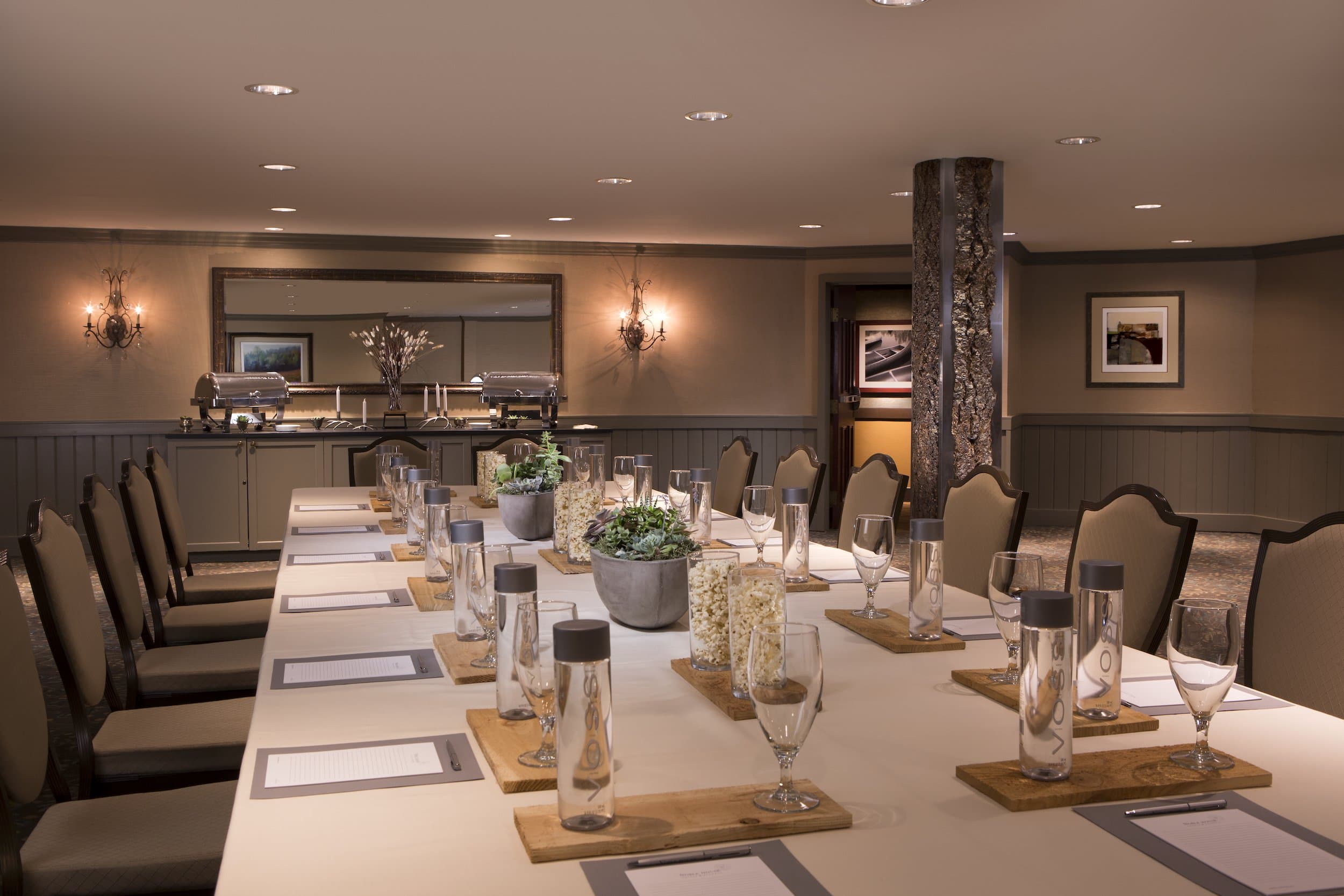 Rainier Conference Room at Edgewater set up for a function