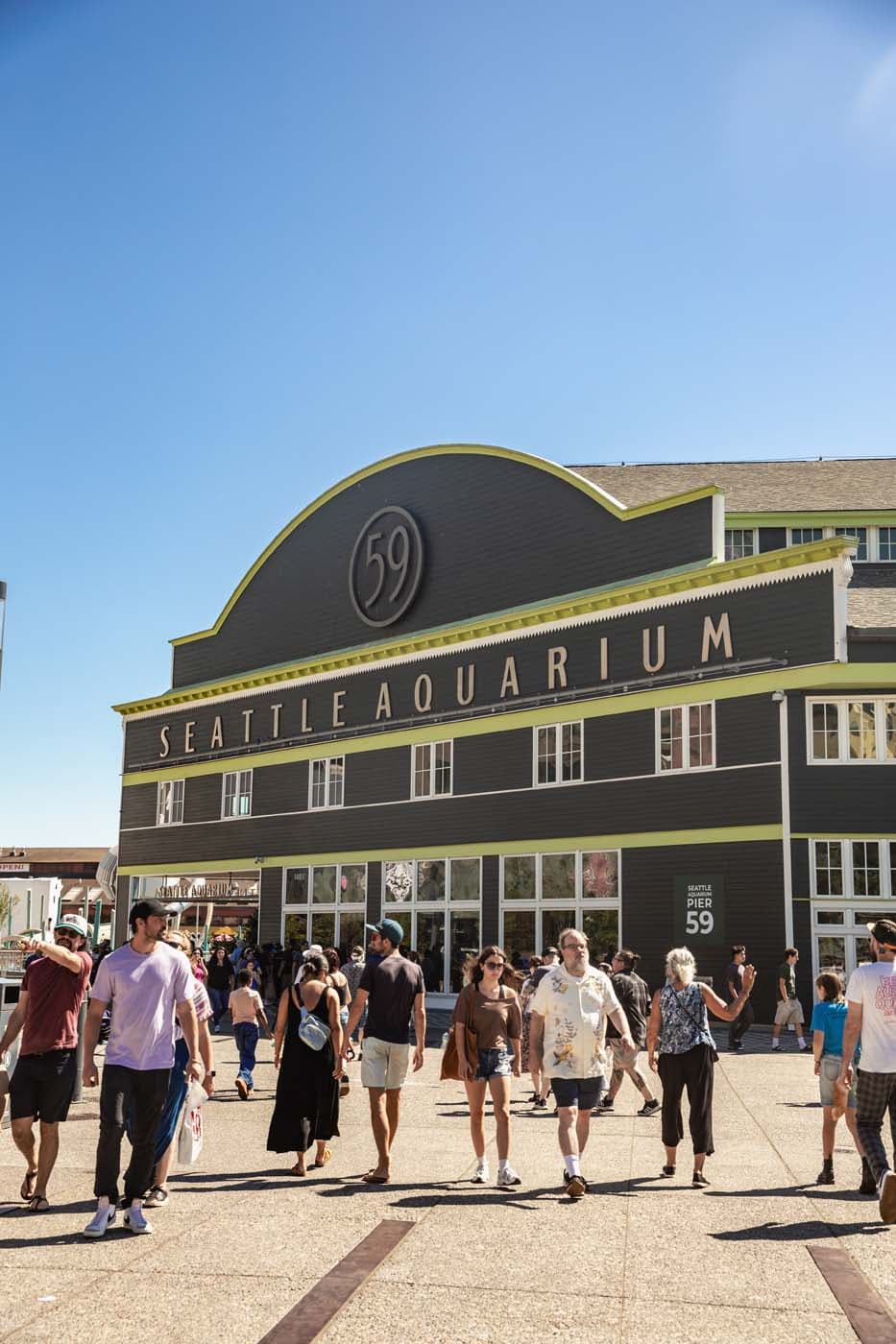 An exterior view the Seattle Aquarium in Seattle, Washington