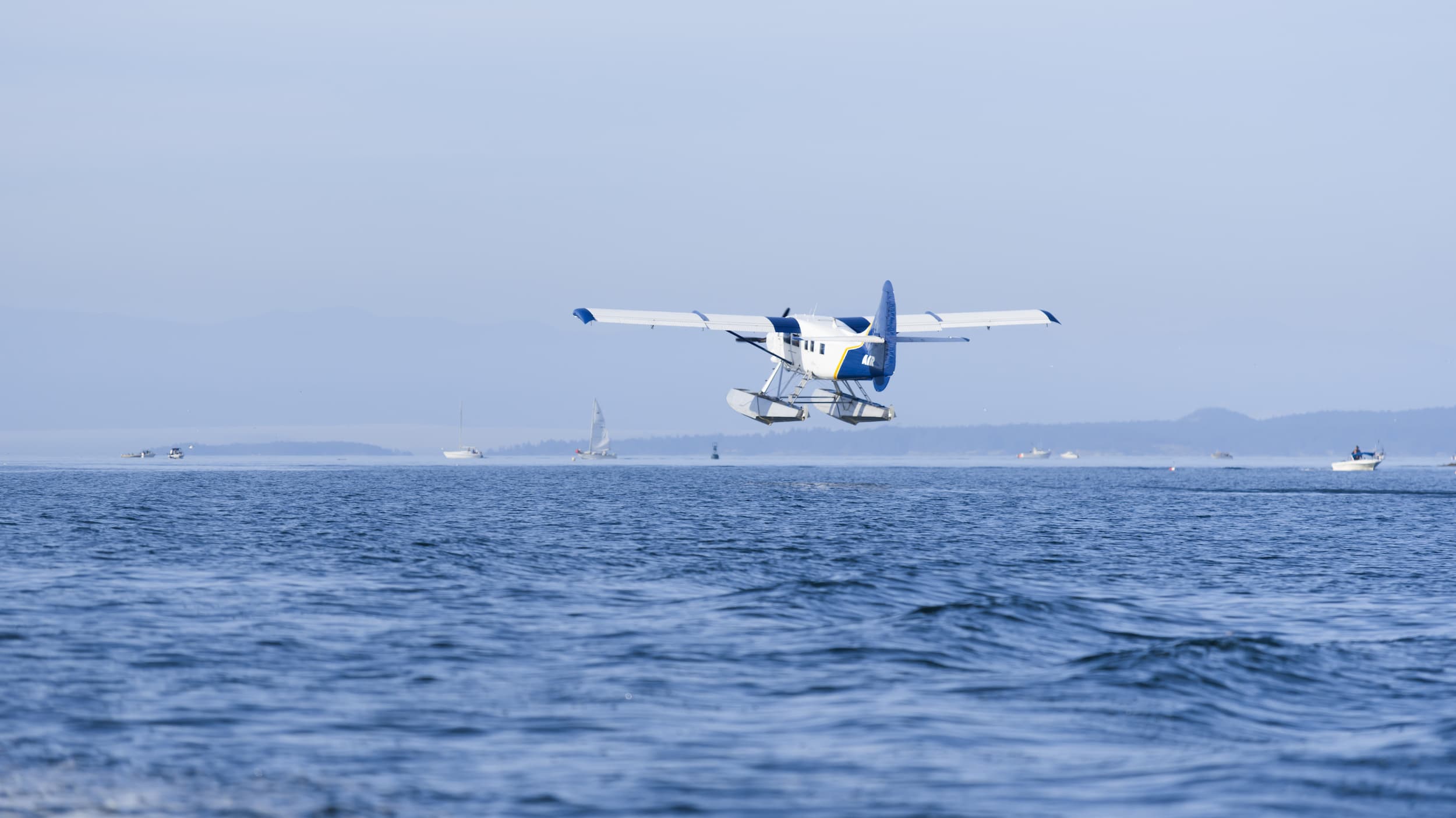 A seaplane over the water