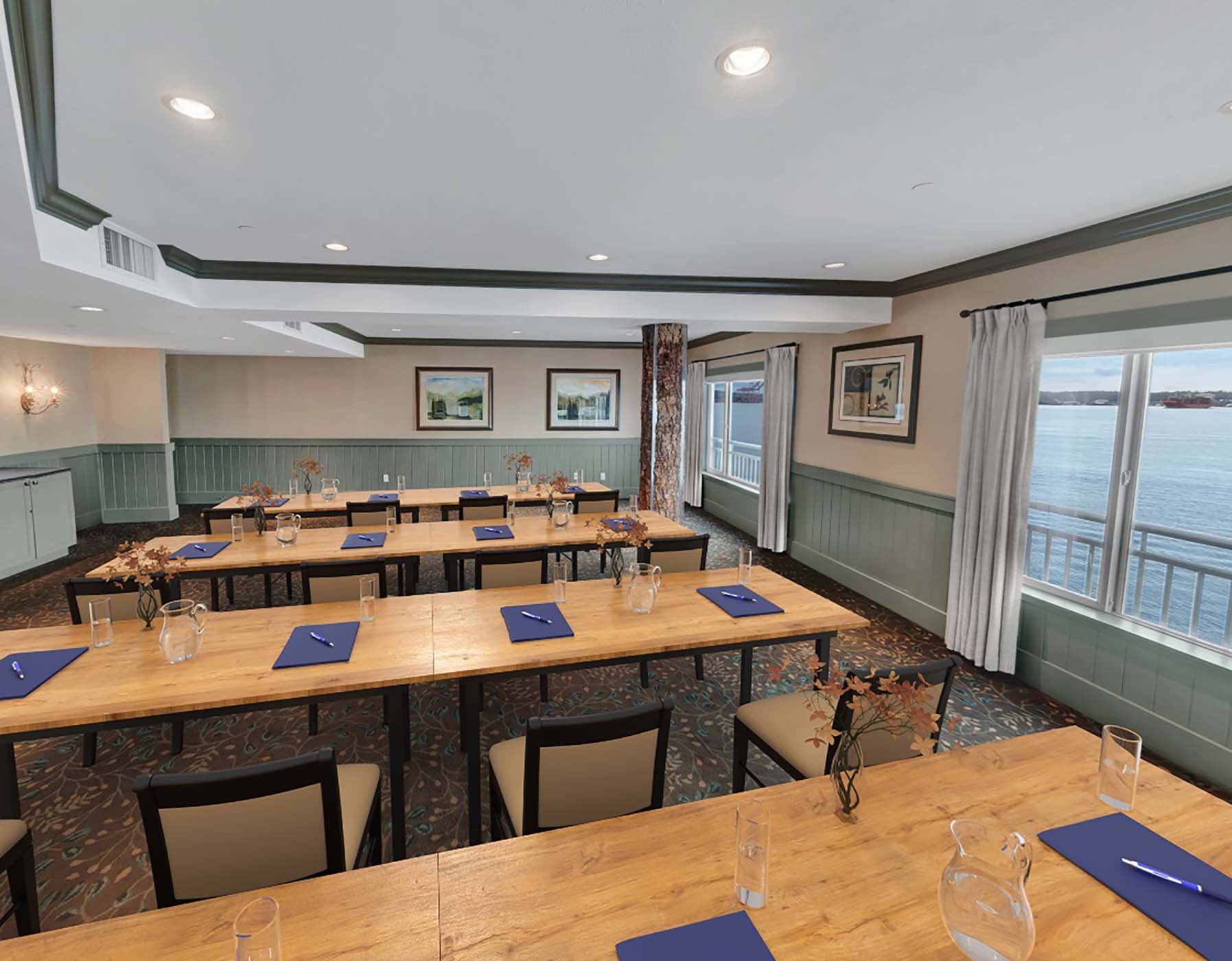 Alki Classroom with tables set for a function