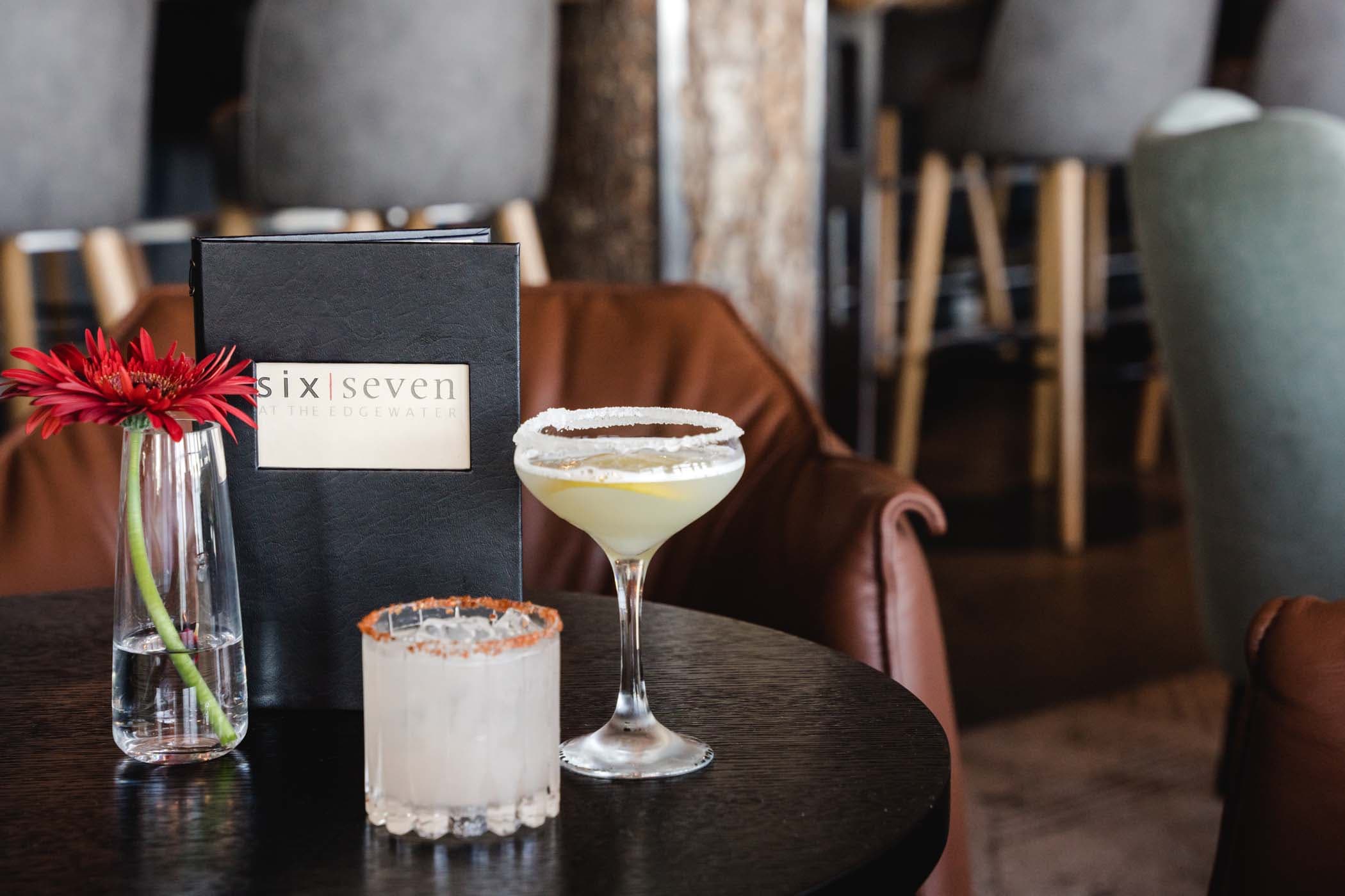 2 different margaritas at Six Seven