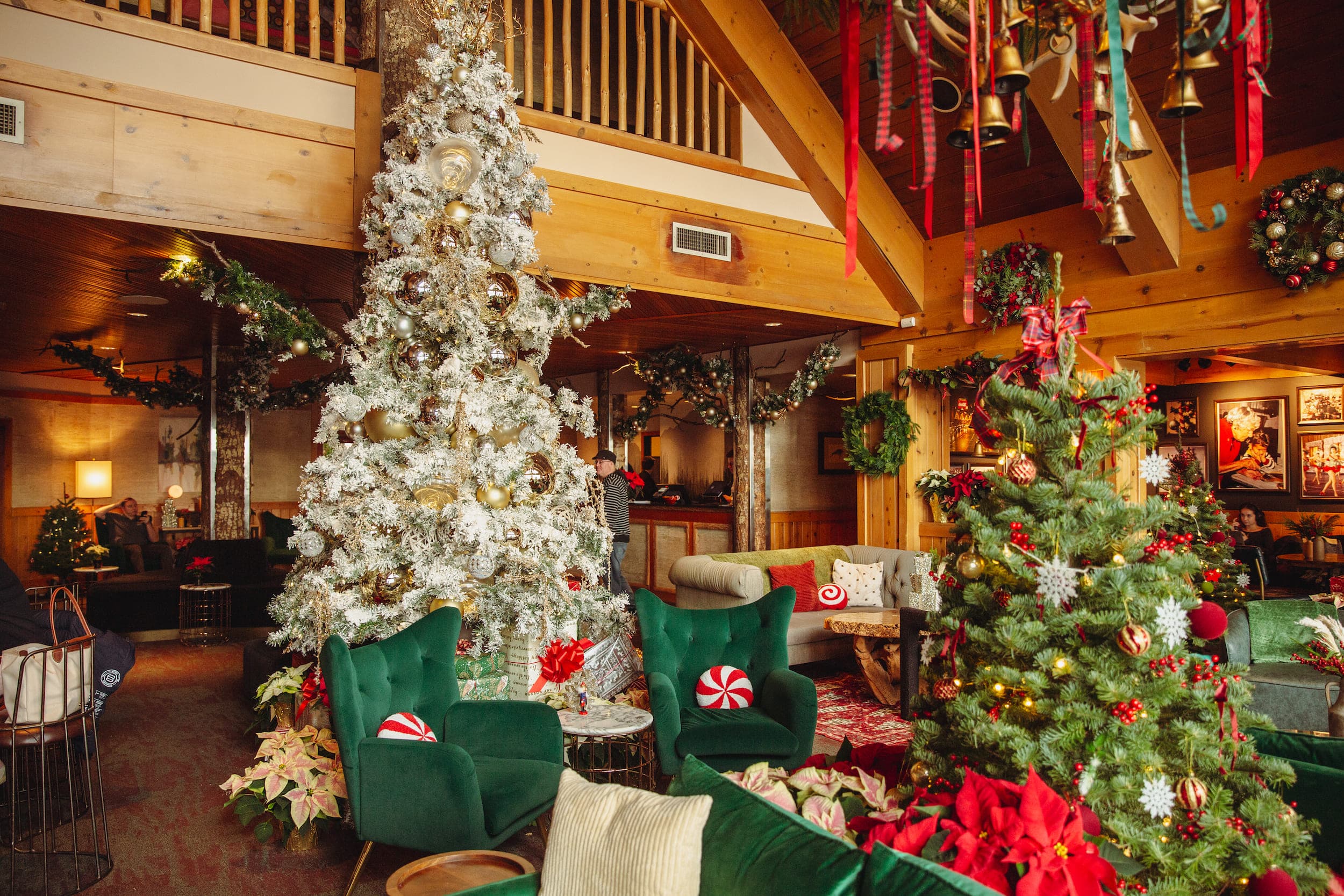 The Edgewater Lobby decorated for Christmas
