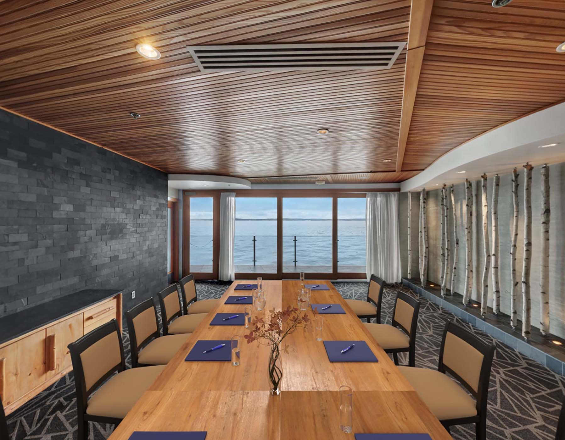 The Forest Room Boardroom set for a function at Edgewater