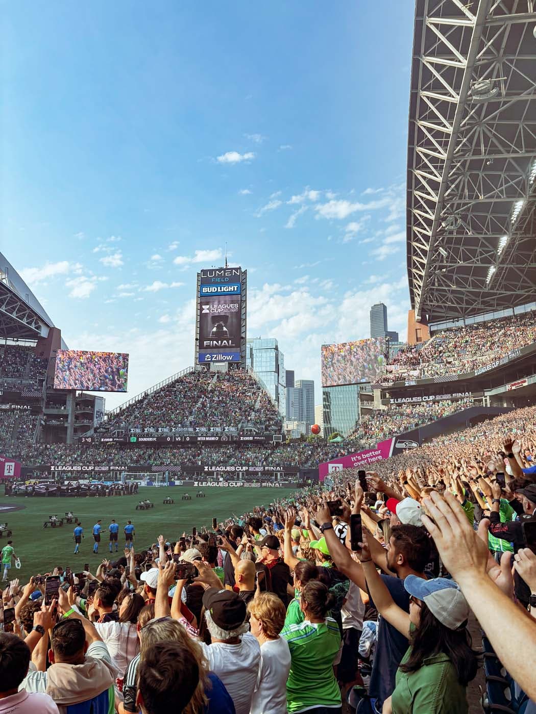 A soccer match at Lumen field