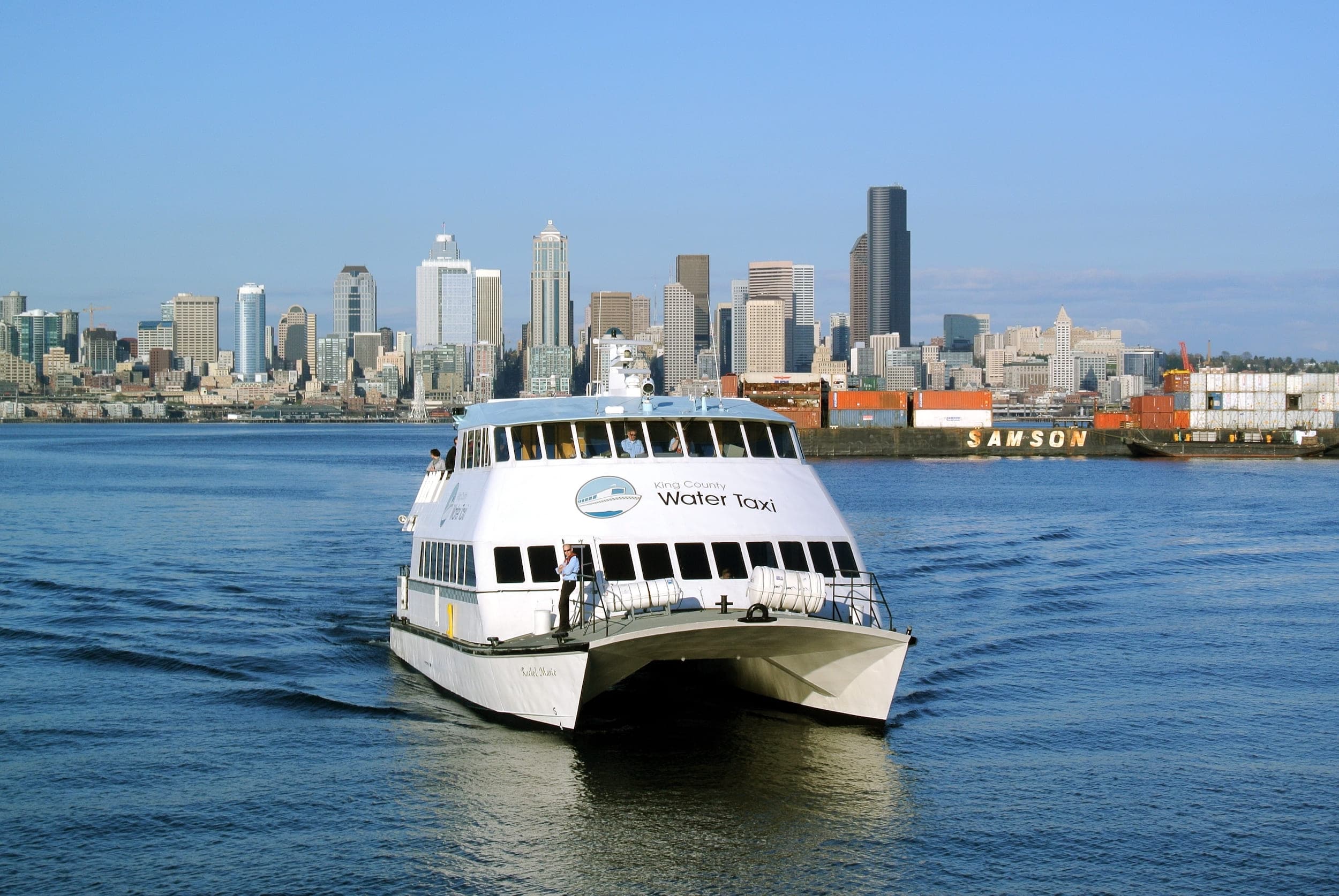 A Seattle water taxi in the water