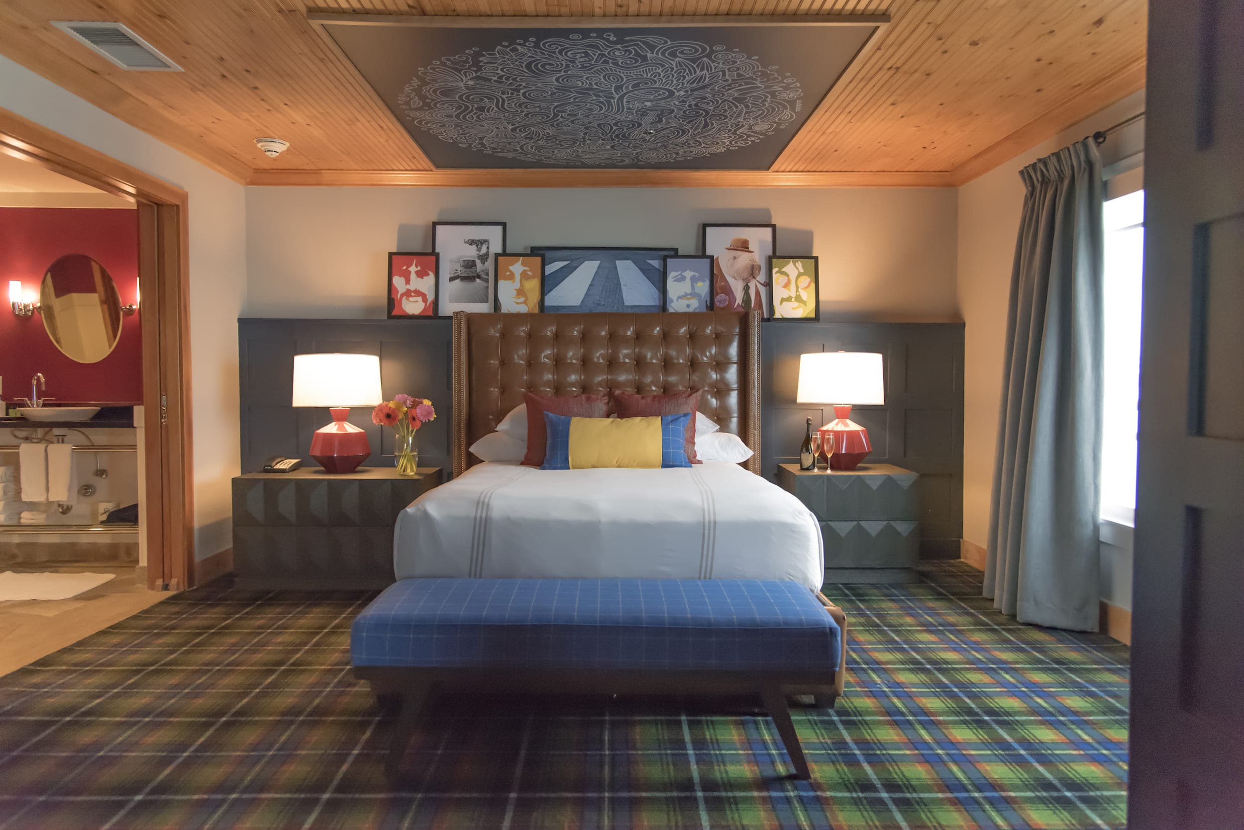 A bright Beatles inspired Bedroom in a suite at Edgewater