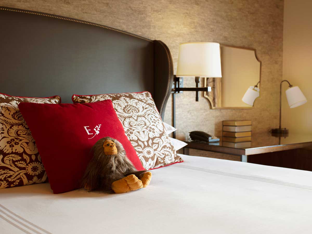 Guest room bed.