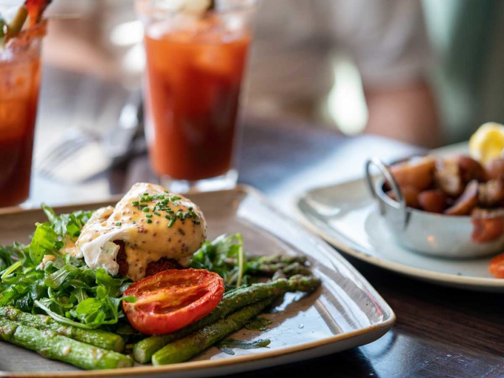 Dish of eggs at a restaurant, in Seattle