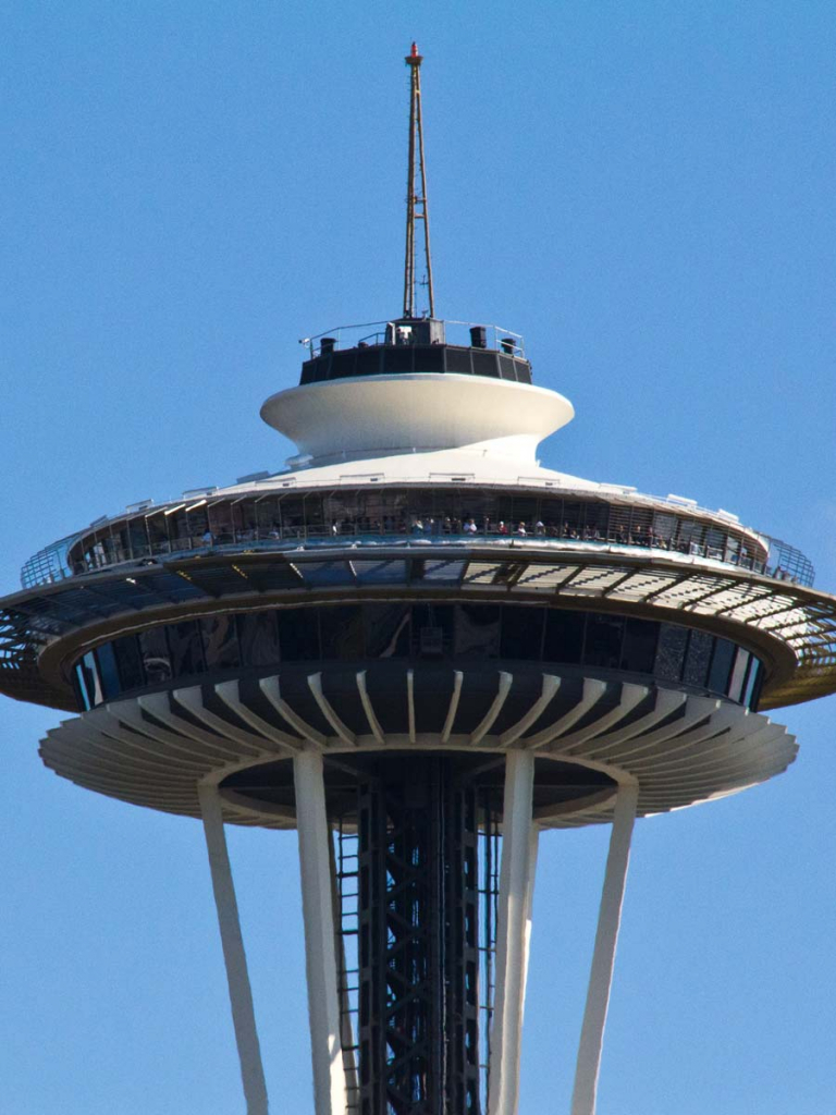 Space Needle close up in Seattle