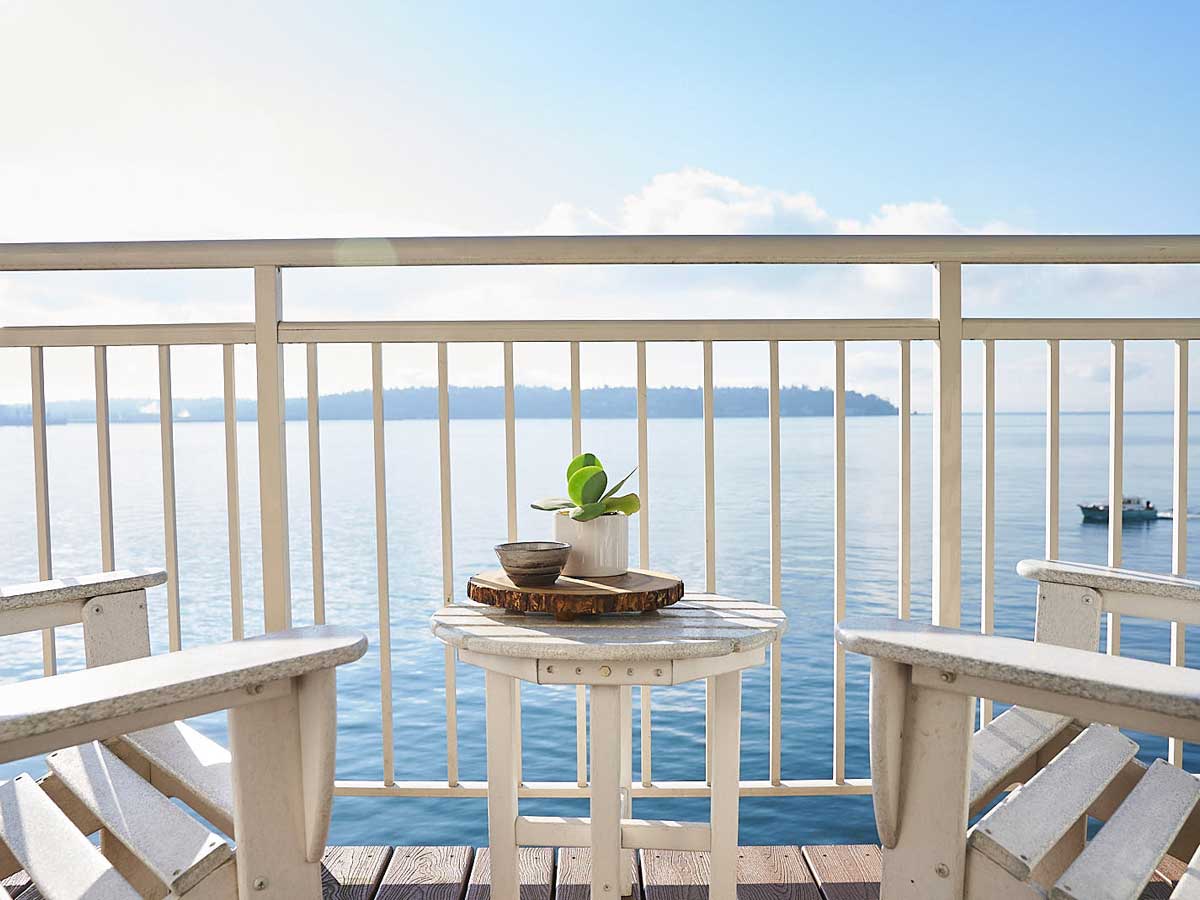 Dining On The Balcony With An Ocean View.