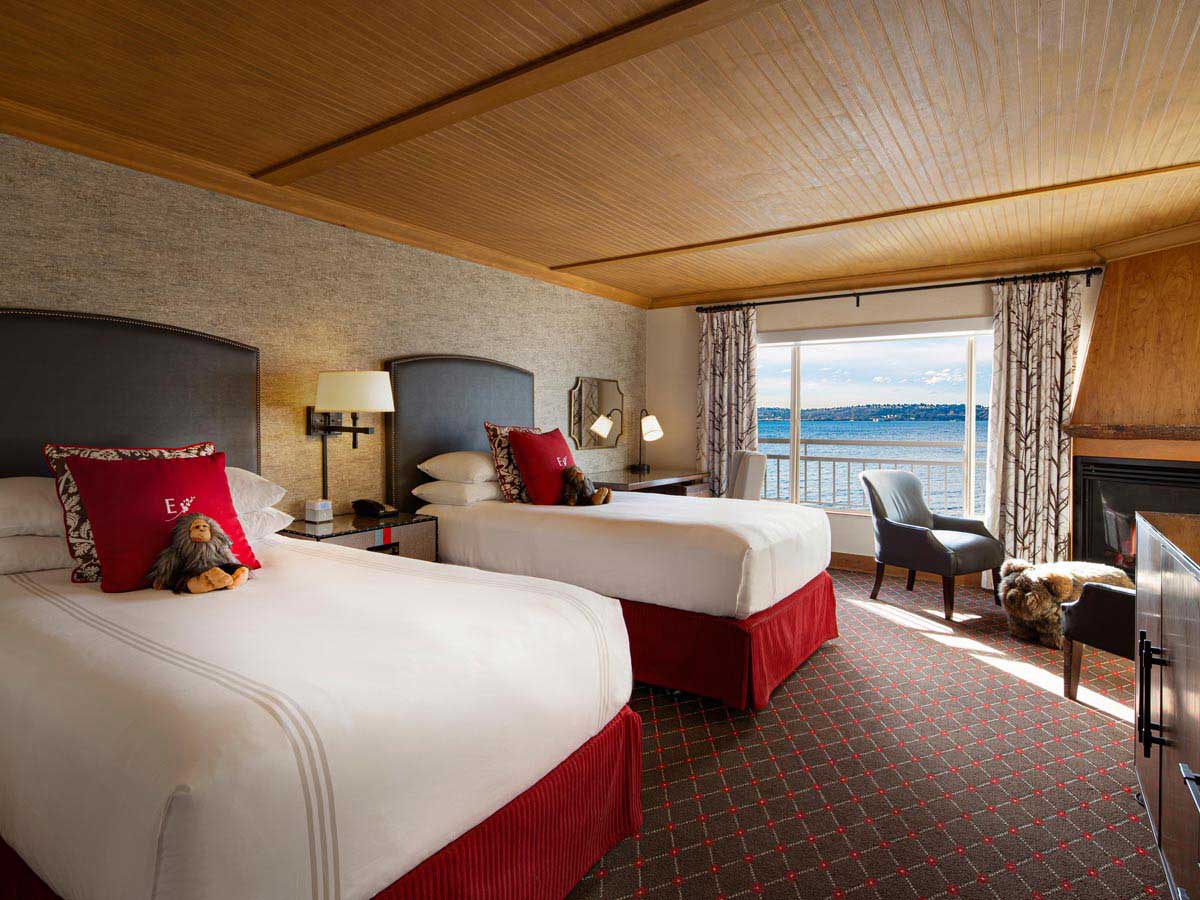Double Queen Beds With A Water View.