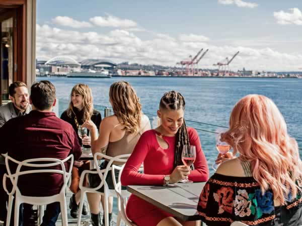 People enjoying drinks outside