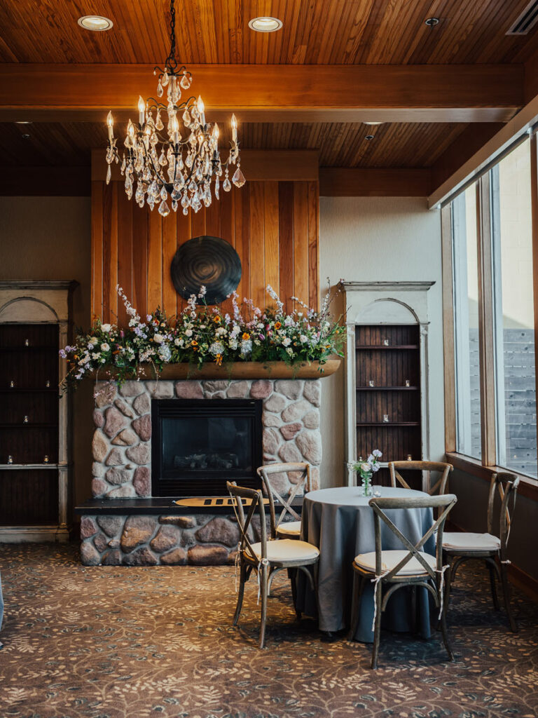 Fireplace Decorated With Flowers